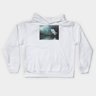 Great Egret in moonlight Kids Hoodie